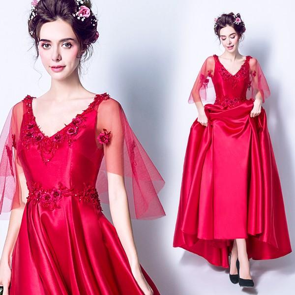ウェディングドレス ウエディングドレス カラードレス 赤 安い 長袖 ロングスリーブ パーティードレス 演奏会 結婚式 フォーマル 二次会ドレス 花嫁 ロングドレス カクテルドレス コンサート バックレス 発表会 イブニングドレス 披露宴 前撮り 後撮り ブライダル 袖あり