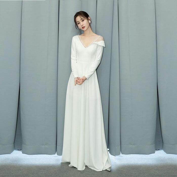 ウエディングドレス 結婚式 ウェディングドレス 花嫁ドレス 二次会 ロングドレス ブライダル 披露宴 海外挙式 前撮り パーティードレス 長袖 片肩出し サテン 秋冬 披露宴 前撮り ブライダルドレス 海外挙式 オーダーメイド オフホワイト 5号 7号 9号 11号 13号 15号 17号