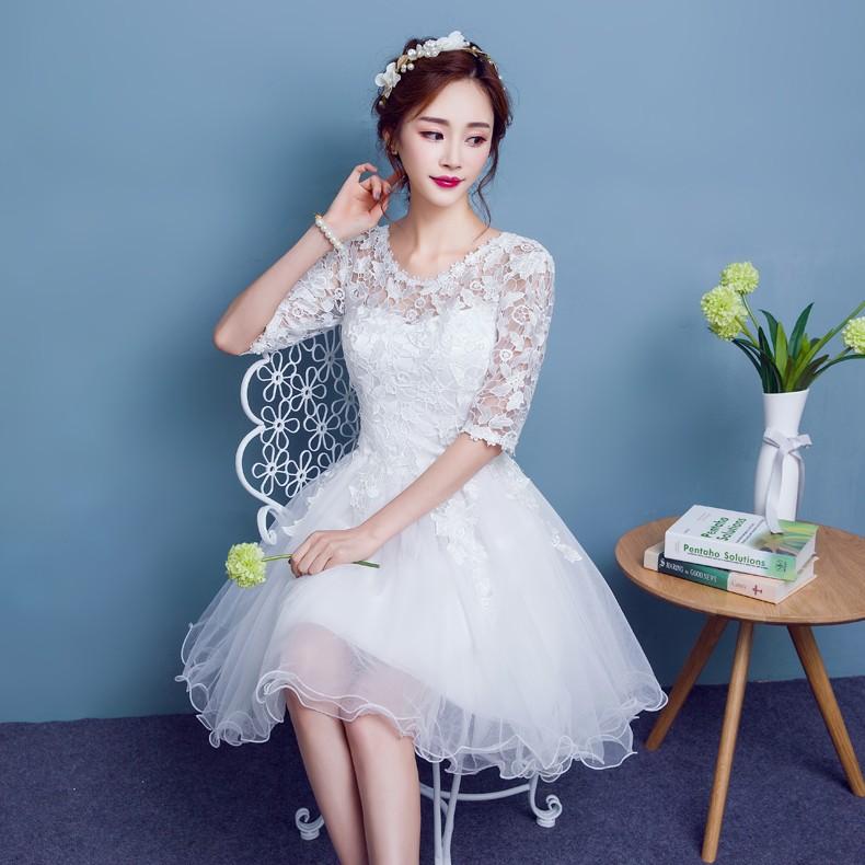 ミニドレス 安い ウエディングミニドレス 長袖 演奏会 パーティードレス 発表会 ミニ 二次会 ウエディングドレス 結婚式 タイトドレス コンサート 白