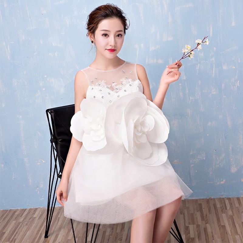 乐天商城 - ミニドレス 安い 花嫁 ウエディングミニドレス 結婚式 ミニドレス 発表会 パーティードレス ミニ 二次会 ウェディングドレス 白 ミニドレス コンサート wedding