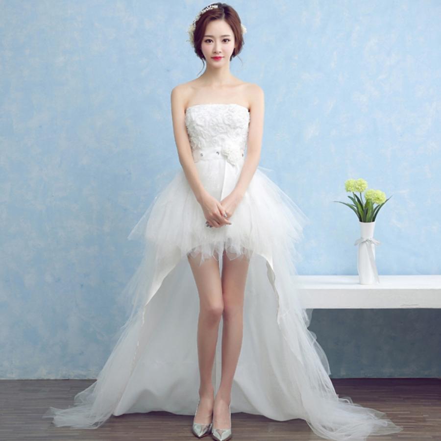 ウエディングドレス エンパイア 安い トレーンドレス 前ミニ ウェディングドレス 結婚式 サッシュベルト 二次会 ロングドレス 花嫁 パーティードレス 発表会
