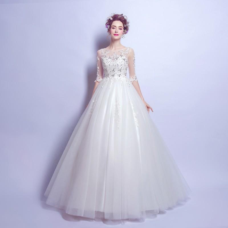 ウエディングドレス 袖あり 二次会ドレス ウェディングドレス 秋冬 結婚式 プリンセスラインドレス エンパイア 花嫁 白 オフホワイト 披露宴 ロングドレス ブライダル 大きいサイズ 前撮り 海外挙式 エレガント ボリューム 姫風 ゴージャス 可愛い 上品 優雅 セミオーダー