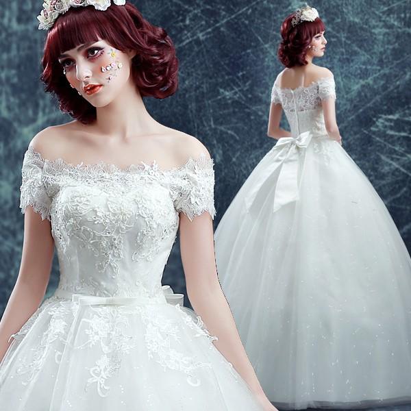 ウエディングドレス 半袖 二次会ドレス ウェディングドレス エンパイア 夏 結婚式 プリンセスライン