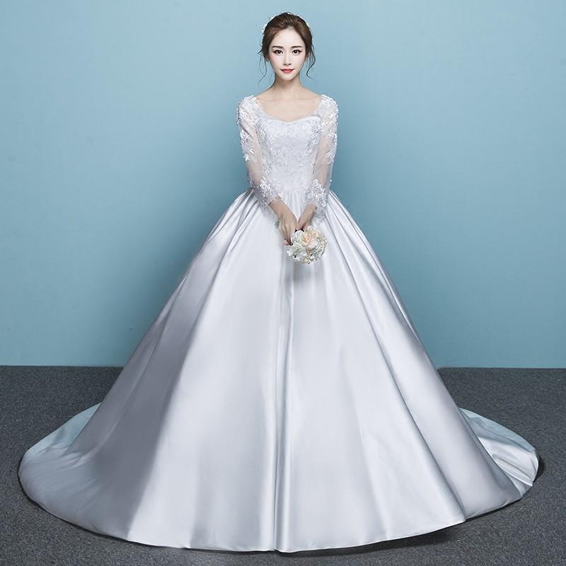 ウエディングドレス 花嫁 結婚式 二次会ドレス ウェディングドレス プリンセスラインドレス 長袖 エンパイア 披露宴 ロングドレス ブライダル wedding dress 前撮り 海外挙式 エレガント ボリューム 姫風 ロマンチック 可愛い お姫様 上品 優雅 セミオーダー ゲストハウス
