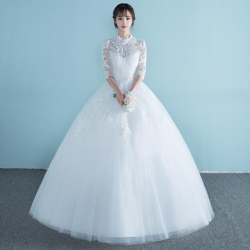 ウエディングドレス 袖付き 二次会ドレス ウェディングドレス プリンセスラインドレス 結婚式 花嫁 エンパイア 披露宴 ロングドレス ブライダル 大きいサイズ 前撮り 海外挙式 エレガント ボリューム 姫風 ロマンチック 可愛い お姫様 上品 優雅 セミオーダー ホテル挙式