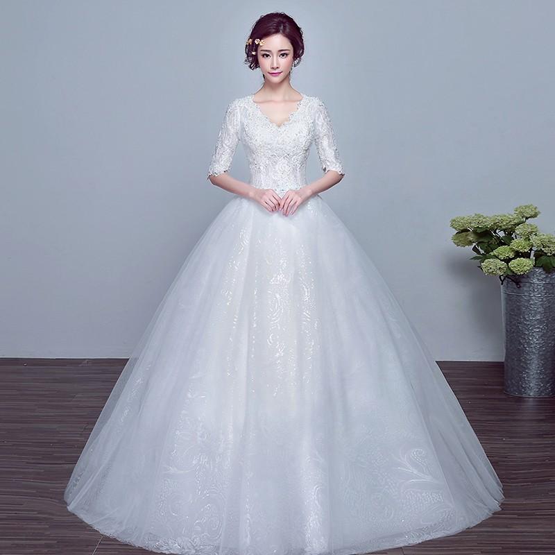 ウエディングドレス 結婚式 二次会ドレス ウェディングドレス プリンセスラインドレス 長袖 エンパイア 花嫁 披露宴 ロングドレス ブライダル 白 オフホワイト Vカット 前撮り 海外挙式 エレガント ボリューム 姫風 ロマンチック 可愛い お姫様 上品 優雅 セミオーダー