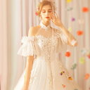 ウエディングドレス ブライダル 結婚式 エンパイア 二次会ドレス ウェディングドレス 袖あり ロングドレス 花嫁ドレス パーティードレス 披露宴 大きいサイズ 前撮り 海外挙式 エレガント ボリューム プリンセスラインウェディングドレス 上品 セミオーダー ホテル挙式(4)