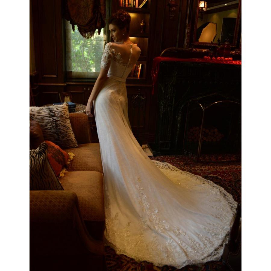 ウエディングドレス マーメイドライン 花嫁 マーメイドドレス マーメイドラインドレス 半袖 ロングドレス 結婚式 ブライダル ウェディングドレス 二次会ドレス 白 オフホワイト サッシュベルト 前撮り 海外挙式 エレガント 細身 小さいサイズ セクシー オーダーメイド可能