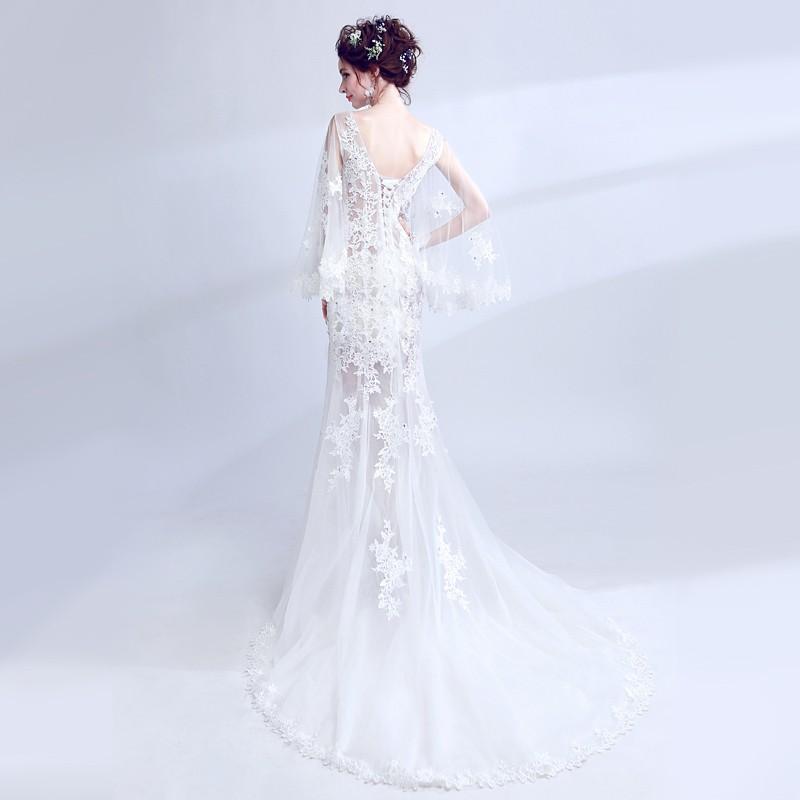 マーメイドドレス 二次会ドレス ロング 長袖 結婚式 ウェディングドレス マーメイドライン ウエディングドレス 花嫁 披露宴 パーティードレス 大きいサイズ 前撮り 海外挙式 エレガント 細身 小さいサイズ セクシー オーダーメイド可能 人魚の尾ドレス 上品 後撮り