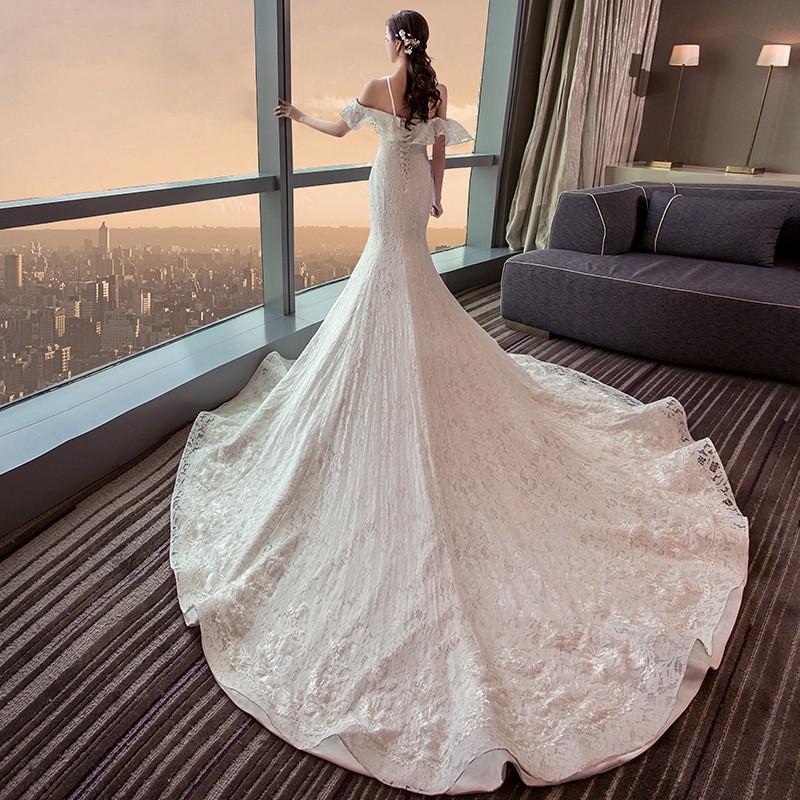 マーメイドドレス 結婚式 ウェディングドレス 花嫁 ウエディングドレス ロングドレス 二次会ドレス ブライダル 披露宴 ロングトレーン 前撮り 海外挙式 エレガント 細身 小さいサイズ セクシー オーダーメイド可能 人魚の尾ドレス ボディライン強調 美しい女性魅力 上品
