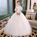 ウェディングドレス 半袖 花嫁 プリンセスラインドレス 結婚式 白 オフホワイト パーティードレス 披露宴 二次会ドレス ウエディングドレス ブライダル ロングドレス 前撮り 海外挙式 エレガント ボリューム プリンセスラインウェディングドレス 上品 セミオーダー 王道
