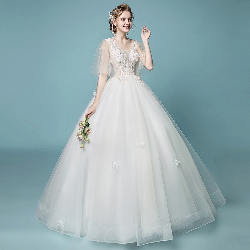 ウェディングドレス ボレロ 白 オフホワイト 結婚式 ウエディングドレス エンパイア 花嫁 プリンセスラインドレス ロングドレス ブライダル 二次会ドレス パーティードレス 披露宴 前撮り 海外挙式 エレガント ボリューム プリンセスウェディングドレス 上品 セミオーダー