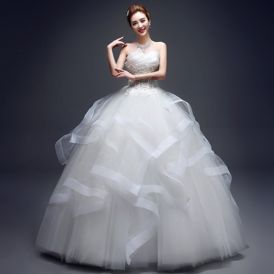 ウェディングドレス 白 オフホワイト レース 結婚式 花嫁 シンプル ロングドレス ブライダル 二次会ドレス パーティードレス 披露宴 プリンセスドレス プリンセスラインドレス 大きいサイズ 前撮り 海外挙式 エレガント プリンセスウェディングドレス セミオーダー