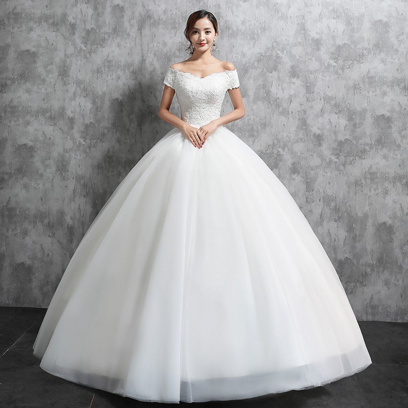 ウェディングドレス 白 オフホワイト レース 結婚式 花嫁 シンプル ロングドレス 袖あり ブライダル 二次会ドレス パーティードレス 披露宴 プリンセスドレス プリンセスラインドレス 大きいサイズ 前撮り 海外挙式 エレガント プリンセスウェディングドレス セミオーダー