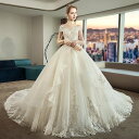 ウェディングドレス 白 オフホワイト 袖あり レース 結婚式 花嫁 ロングドレス ブライダル 二次会ドレス パーティードレス 披露宴 プリンセスドレス プリンセスラインドレス 大きいサイズ 前撮り 海外挙式 エレガント プリンセスウェディングドレス 上品 セミオーダー