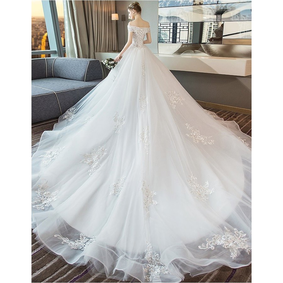 ウェディングドレス 白 オフホワイト 袖あり 格安 レース 結婚式 花嫁 二次会ドレス パーティードレス ロングドレス ブライダル 披露宴 プリンセスラインドレス 大きいサイズ 前撮り 海外挙式 エレガント ボリューム プリンセスラインウェディングドレス 上品 セミオーダー