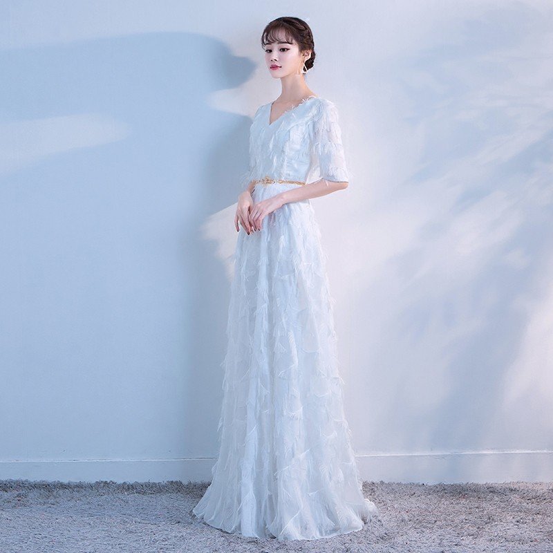 ウエディングドレス ウェディングドレス 二次会ドレス Aラインドレス 長袖 ロングドレス 結婚式 花嫁 白 オフホワイト パーティードレス 演奏会 フォーマルドレス サッシュベルト 前撮り 海外挙式 エレガント クラシック 上品 清楚 ナチュラル セミオーダー可能