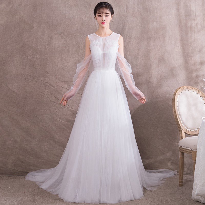 ウエディングドレス ウェディングドレス ロング 長袖 白 オフホワイト ピース 花嫁 結婚式 二次会ドレス パーティードレス Aラインドレス 演奏会 フォーマルドレス ブライダル 前撮り 海外挙式 エレガント クラシック 上品 清楚 ナチュラル セミオーダー可能