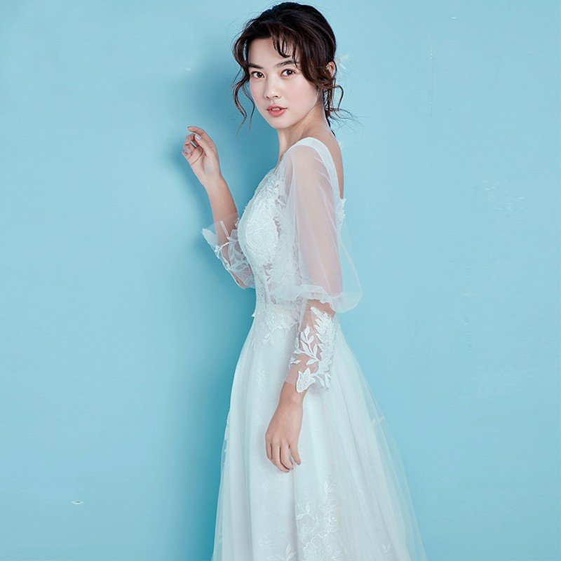 ウエディングドレス ウェディングドレス Aラインドレス 長袖 ロング 白 オフホワイト ピース 花嫁 結婚式 二次会ドレス パーティードレス ウェディングドレス 演奏会 フォーマルドレス wedding dress 前撮り 海外挙式 エレガント クラシック 上品 シンプル セミオーダー