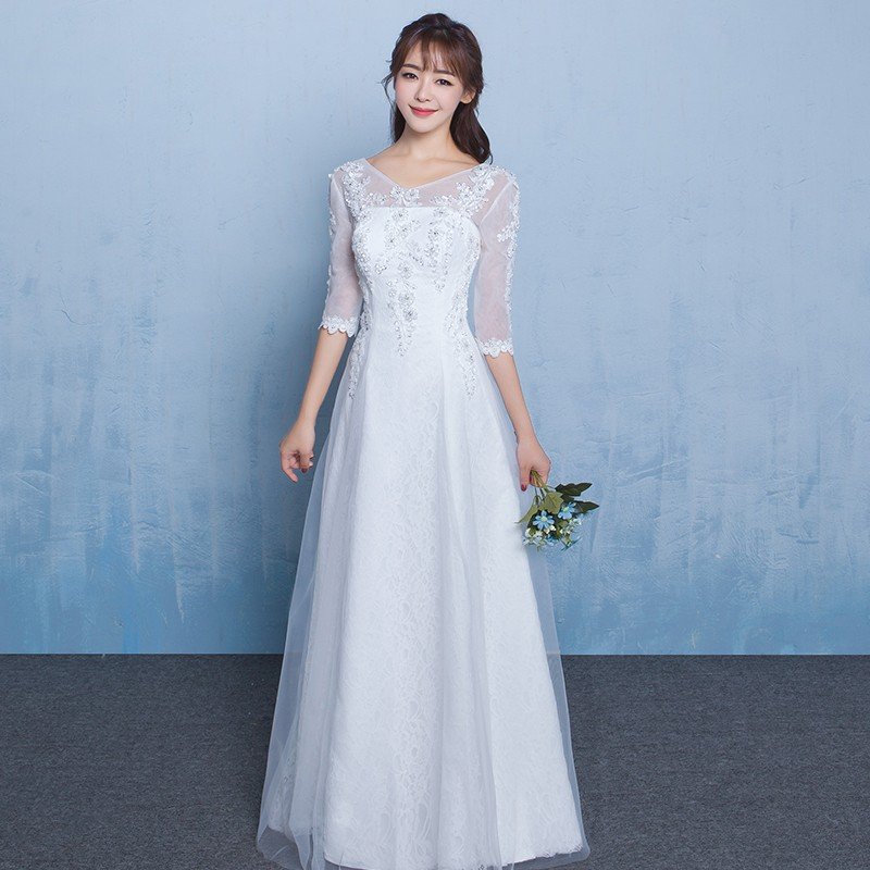 ウエディングドレス ウェディングドレス ウェディングドレス Aラインドレス 白 オフホワイト 袖あり 上品 花嫁 結婚式 パーティードレス 二次会ドレス ブライダルドレス ロングドレス イブニングドレス 前撮り 海外挙式 エレガント クラシック 上品 シンプル セミオーダー