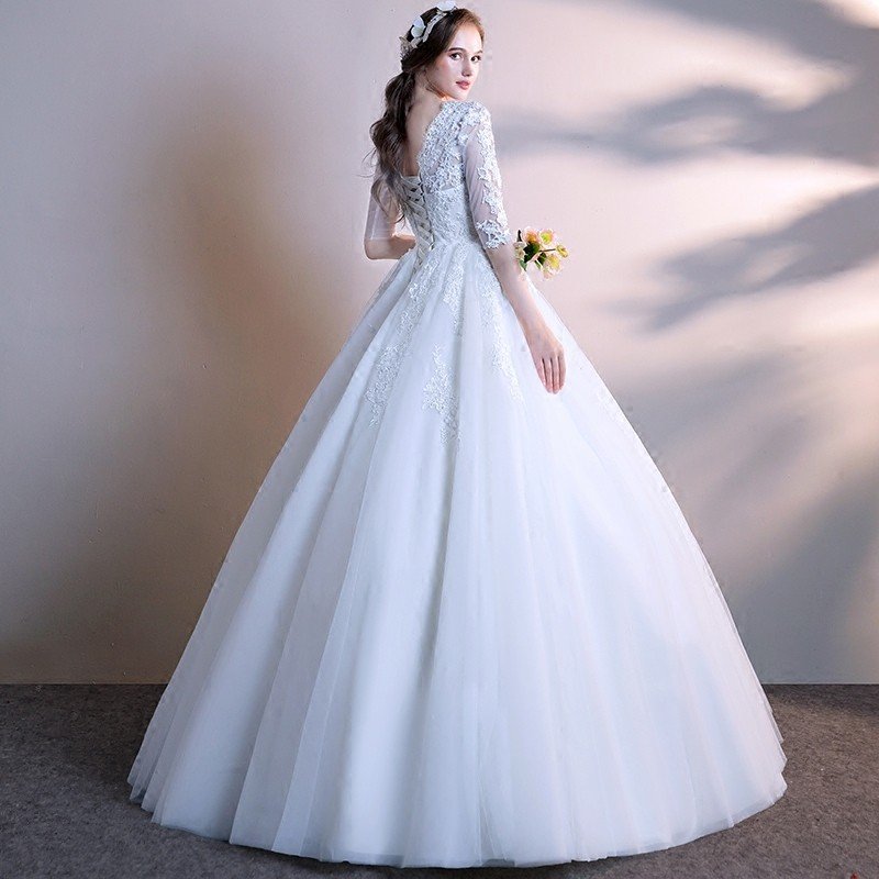 ウェディングドレス エンパイア 白 オフホワイト 五分袖 結婚式 花嫁 ウエディングドレス ロングドレス 二次会ドレス 披露宴 wedding dress マタニティドレス マタニティードレス 妊娠中ドレス 妊産婦ドレス 妊婦ドレス オーダーメイド サイズオーダー ハイウエスト 前撮り