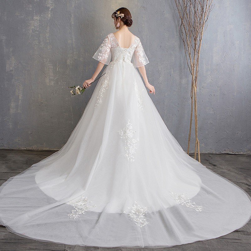 ウエディングドレス マタニティドレス マタニティードレス 妊娠中ドレス 妊産婦ドレス 妊婦ドレス オーダーメイド サイズオーダー ハイウエスト ウェディングドレス エンパイア 半袖 結婚式 花嫁 ロングドレス 大きいサイズ 二次会ドレス wedding dress 前撮り 海外挙式