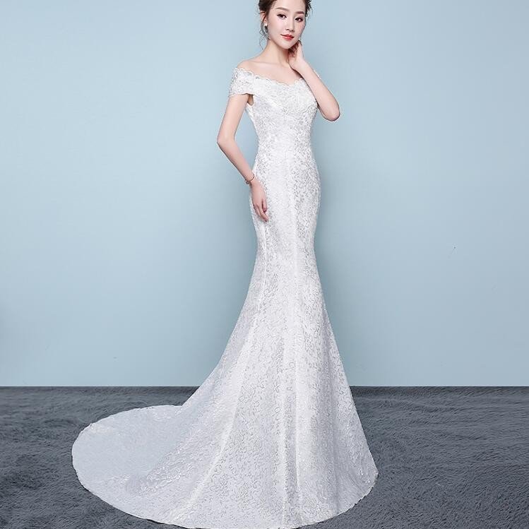 【マラソンP2倍×最大2000円クーポン 10/17 9:59まで】ウエディングドレス 激安 白 オフホワイト 花嫁 結婚式 マーメイドドレス マーメイドラインドレス シンプル 二次会ドレス レース ロングドレス パーティードレス 披露宴 大きいサイズ wedding dress