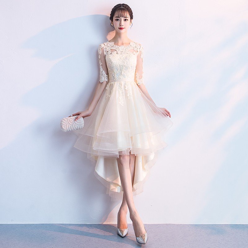 ウェディングドレス ウエディングドレス カラードレス ミニ 安い 半袖 花嫁 ウエディング ワンピース 結婚式 二次会ドレス イブニングドレス 披露宴 パーティードレス 演奏会 フォーマル 前ミニ丈 発表会 コンサート カクテルドレス 前撮り 後撮り ブライダル 袖あり