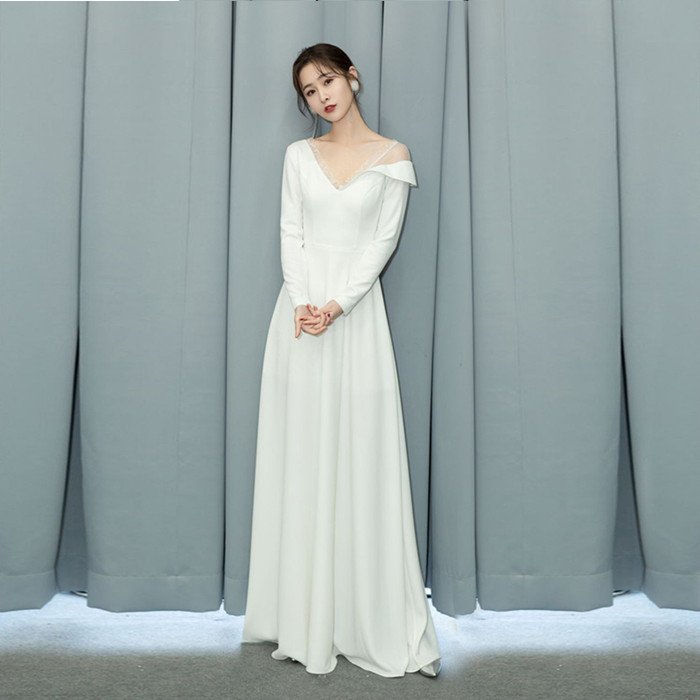 ウエディングドレス ウェディングドレス 長袖 ロングスリーブ Aラインドレス ウェティグドレス ロングドレス 結婚式 二次会ドレス 海外挙式 花嫁 大きいサイズ 発表会ドレス おしゃれ 前撮り 披露宴 後撮り 袖あり 袖付き フォトウェディング wedding dress