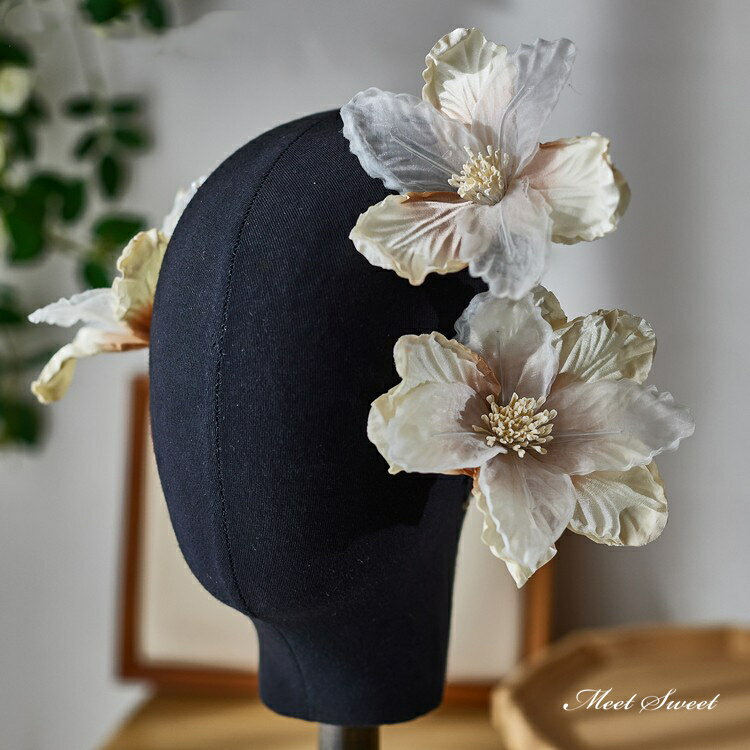 ウェディングヘッドドレス 髪飾りセット フラワー シャンパン 演出 結婚式 二次会 発表会 演奏会 披露..