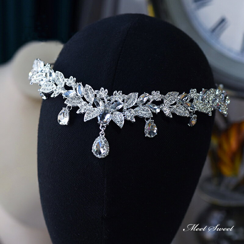 ウェディングヘッドドレス 髪飾り 額飾り フロントレット 結婚式 二次会 発表会 演奏会 披露宴 前撮り ..