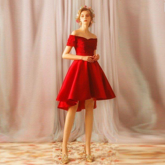 ウェディングドレス ウエディングドレス 結婚式 花嫁 カラードレス パーティードレス ミニ ワンピース お呼ばれ 二次会ドレス 演奏会 発表会 大きいサイズ 安い レッド 袖あり イブニングドレス 披露宴 コンサート カクテルドレス 前撮り 後撮り ブライダル フォーマル