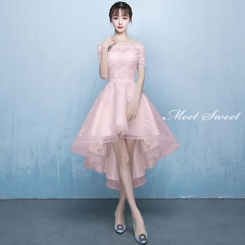 ウェディングドレス ウエディングドレス カラードレス パーティードレス ワインレッド レッド シャンパン グレー ピンク オフショルダー 前ミニドレス 発表会ドレス 披露宴 ステージ衣装 演奏会 成人式 結婚式 二次会 イブニングドレス コンサート 花嫁 カクテルドレス