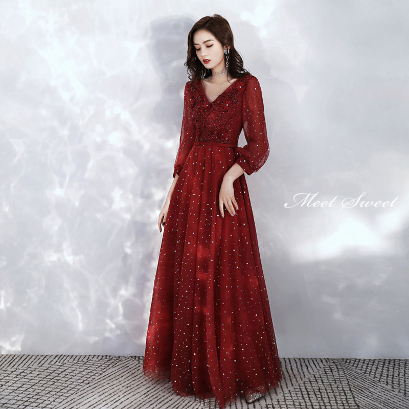 ウェディングドレス ウエディングドレス カラードレス 安い 結婚式 ロングドレス 演奏会 コンサート 二次会ドレス Aラインドレス ステージ衣装 発表会ドレス パーティードレス Vネック 長袖 ロングスリーブ 忘年会 イブニングドレス 披露宴 花嫁 カクテルドレス