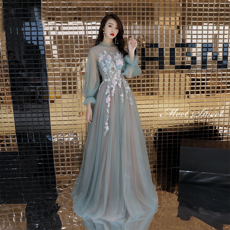 乐天商城 - ウェディングドレス ウエディングドレス ロングドレス グリーン Aラインドレス 演奏会 カラードレス 結婚式 イブニングドレス 二次会ドレス パーティードレス コンサート 長袖 ロングスリーブ 安い コンクール コンサート 発表会 披露宴 花嫁 カクテルドレス 前撮り 後撮り