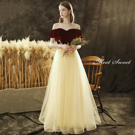 ウエディングドレス カラードレス 赤 二次会ドレス 切替ドレス ベージュ パーティードレス 演奏会 発表会ドレス 花嫁 結婚式 ウェディングドレス Aラインドレス 上品 チュール ロングドレス イブニングドレス 披露宴 コンサート カクテルドレス 前撮り 後撮り