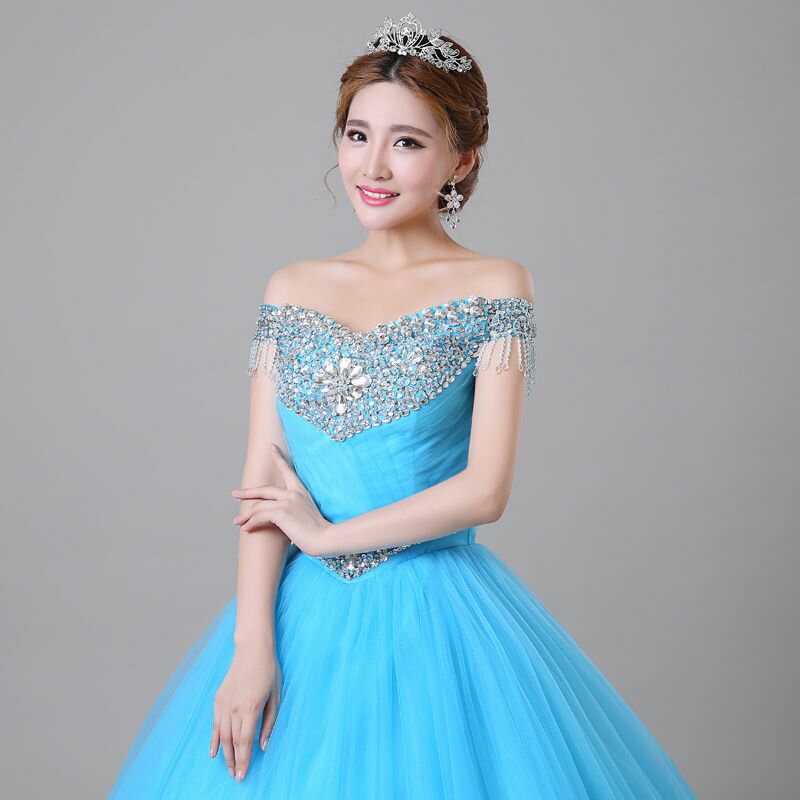 ウェディングドレス ウエディングドレス カラードレス 演奏会 プリンセスラインドレス コンクール レトロドレス コンサート 声楽 ロングドレス 発表会ドレス ステージ衣装 舞台ドレス 演出服 ブルー 青 大きいサイス 結婚式 二次会 パーティードレス イブニングドレス 披露宴