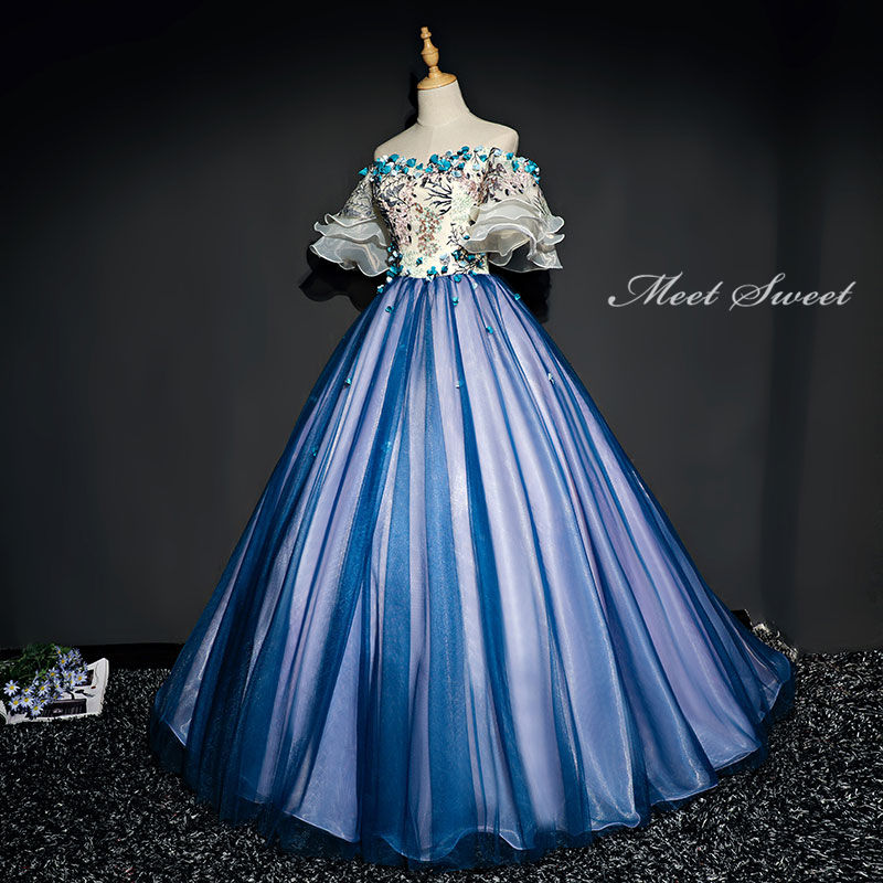 ウェディングドレス ウエディングドレス カラードレス ステージ衣装 青 演奏会 ロングドレス 発表会ドレス コンサート コンクール 舞台衣装 ブルー 音楽会 大人 中学生 高級感 大きいサイズ サイズオーダー 結婚式 二次会 パーティードレス イブニングドレス 披露宴