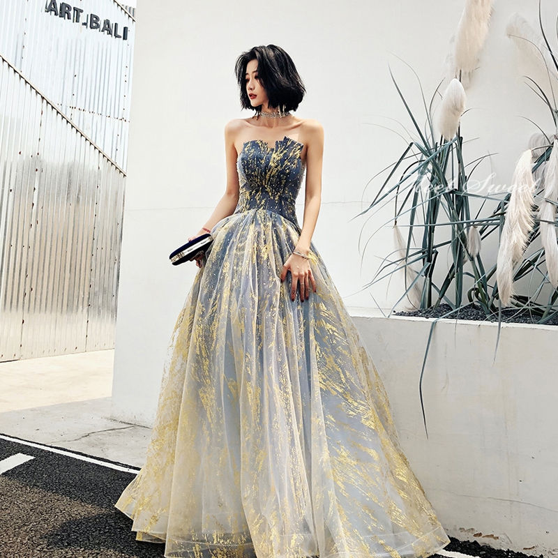 ウェディングドレス ウエディングドレス カラードレス パーティードレス ロングドレス Aラインドレス 花嫁 結婚式 二次会ドレス 演奏会 発表会ドレス 披露宴 イブニングドレス ビスチェ ブルー ゴールド 成人式 卒業式 コンサート カクテルドレス 前撮り 後撮り