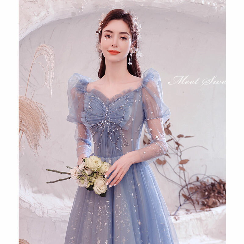 ウェディングドレス カラードレス 演奏会用ドレス ロングドレス ウエディングドレス 大人 発表会ドレス 舞台ドレス ステージ衣装 編み上げ 二次会ドレス 花嫁 ブライダル 青 ブルー 結婚式 パーティー イブニングドレス 披露宴 コンサート カクテルドレス 前撮り 後撮り