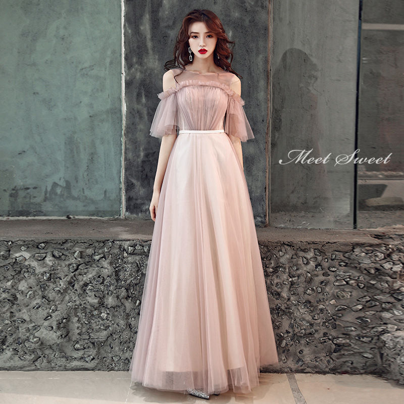 ウェディングドレス ウエディングドレス カラードレス グレー ピンク ミモレ/ロングドレス カクテルドレス パーティードレス 発表会 演奏会 ステージ コンクール イブニングドレス 袖付き 結婚式 二次会 披露宴 コンサート 花嫁 前撮り 後撮り ブライダル 袖あり フォーマル