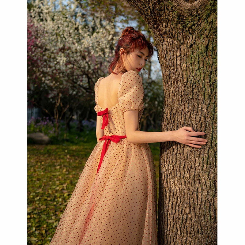 ウェディングドレス ウエディングドレス カラードレス カクテルドレス ロングドレス パーティードレス 発表会 演奏会 写真撮影 イブニングドレス 大人 ドット柄 水玉 前撮り レトロ ビンテージ風 結婚式 二次会 披露宴 コンサート 花嫁 後撮り ブライダル フォーマル