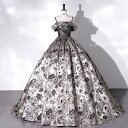 ウェディングドレス ウエディングドレス カラードレス ロングドレス 演奏会 イブニングドレス プリンセスラインドレス ステージドレス 舞台衣装 発表会ドレス コンサート 結婚式 前撮り 大人 花柄 ブロンズ色 バロック風 二次会 パーティードレス 披露宴 花嫁 カクテルドレス