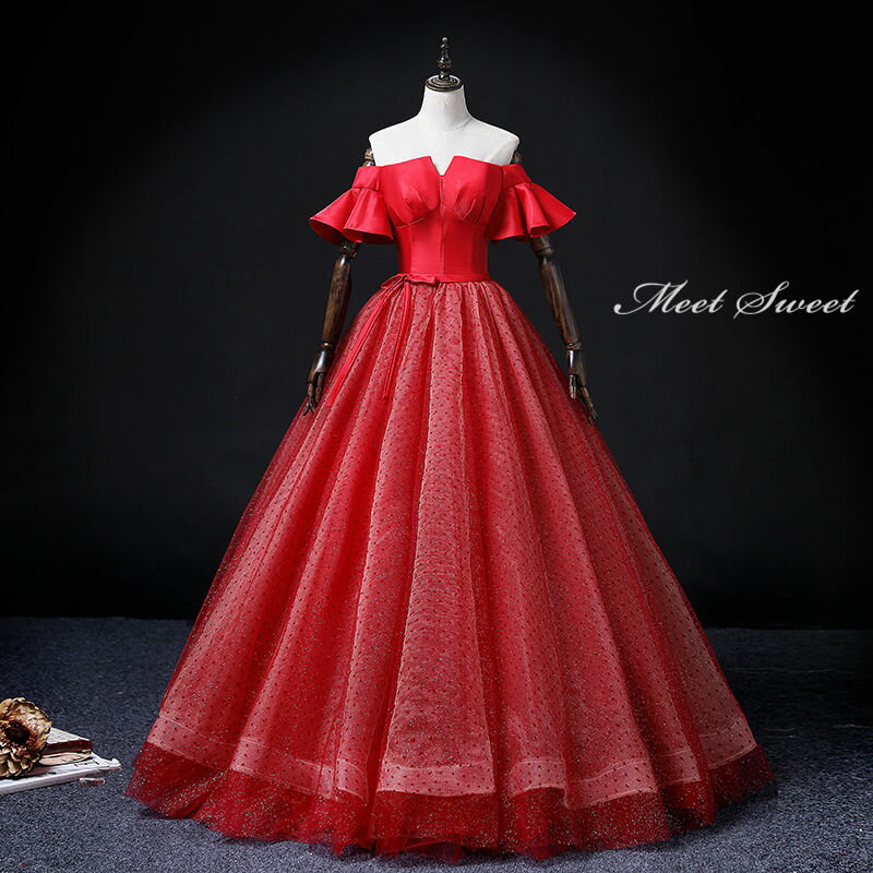 ウェディングドレス ウエディングドレス カラードレス ロングドレス 演奏会 イブニングドレス プリンセスラインドレス ステージ 舞台衣装 発表会 コンサート コンクール 大人 レッド 赤 オフショルダー 主役 結婚式 二次会 パーティードレス 披露宴 花嫁 カクテルドレス