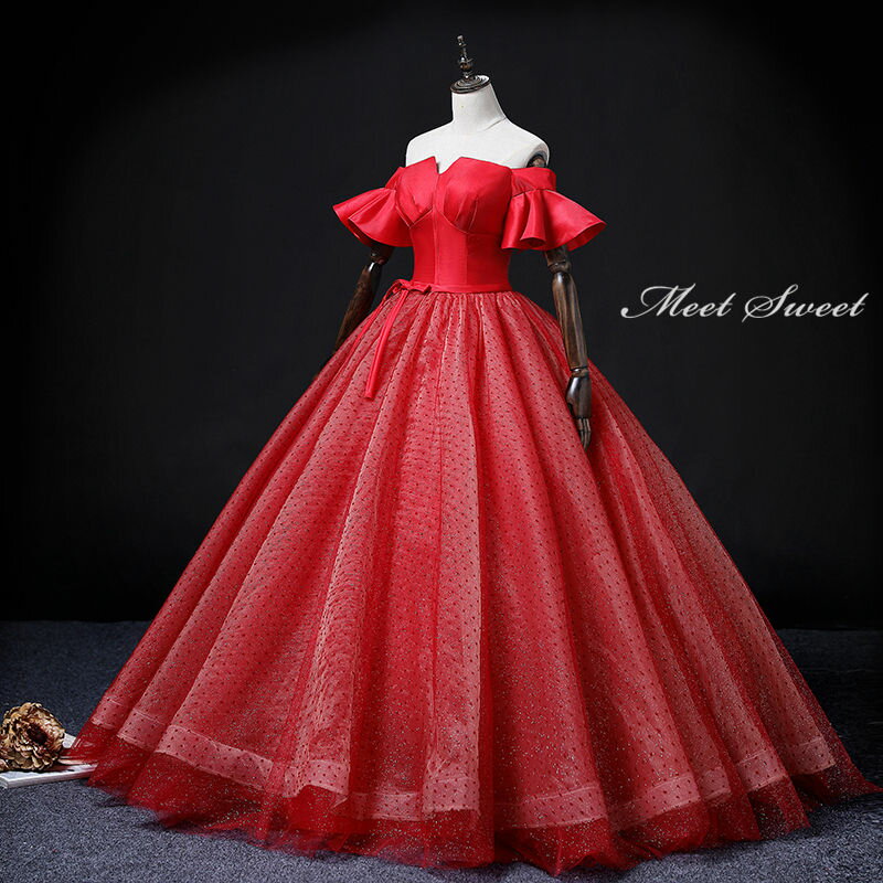 ウェディングドレス ウエディングドレス カラードレス ロングドレス 演奏会 イブニングドレス プリンセスラインドレス ステージ 舞台衣装 発表会 コンサート コンクール 大人 レッド 赤 オフショルダー 主役 結婚式 二次会 パーティードレス 披露宴 花嫁 カクテルドレス