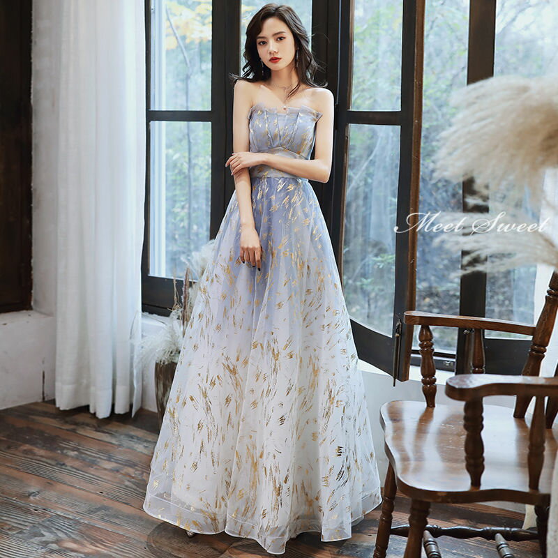 ウェディングドレス ウエディングドレス カラードレス ロングドレス 演奏会 発表会ドレス カクテルドレス イブニングドレス 大人 パーティードレス 青 ビスチェ グラデーション ライトブルー 袖なし ノースリーブ おしゃれ 結婚式 二次会 披露宴 コンサート 花嫁