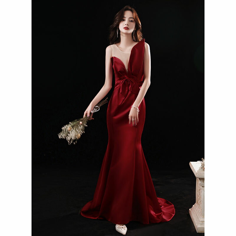 ウエディングドレス カラードレス マーメイドドレス マーメイドラインドレス レッド 編み上げ 袖なし ノースリーブ ロングドレス ウェディングドレス イブニングドレス パーティードレス 結婚式 二次会ドレス 演奏会 発表会 披露宴 コンサート 花嫁 カクテルドレス