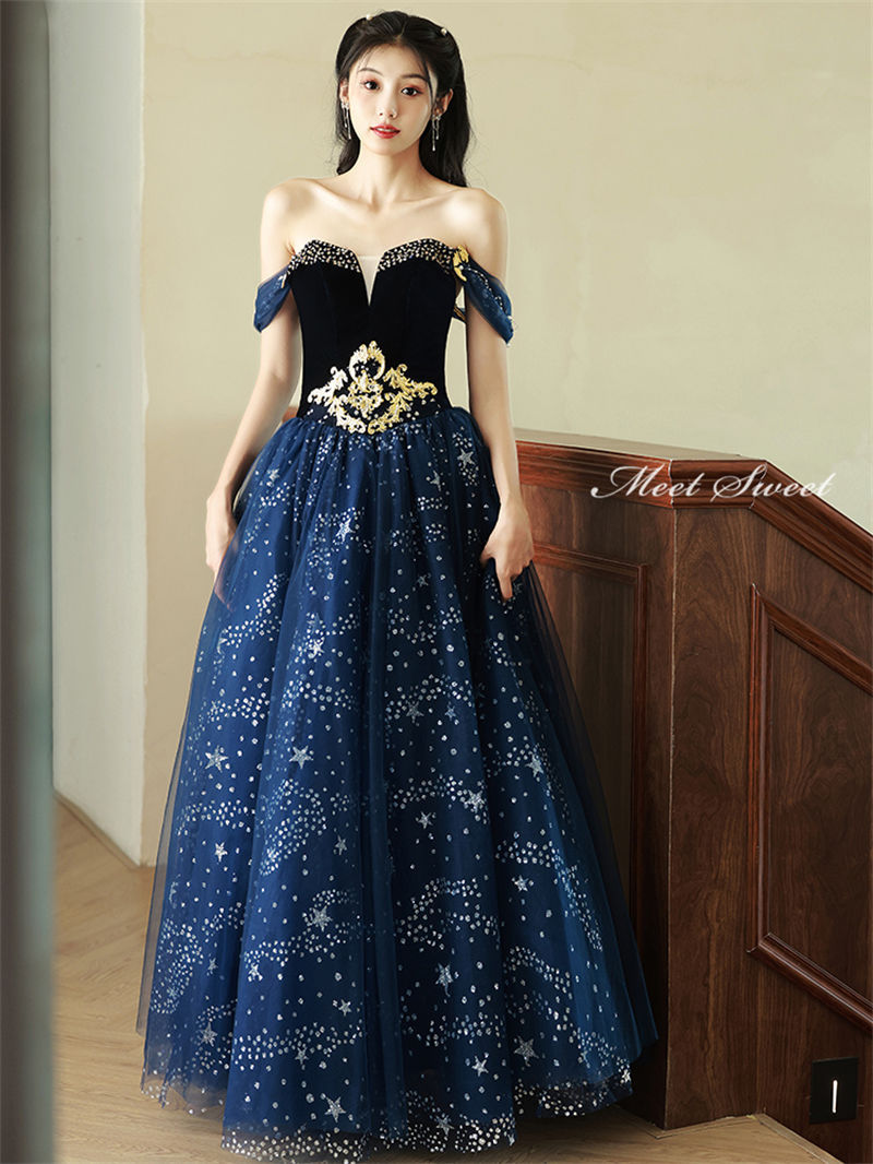 ウェディングドレス ウエディングドレス 2way カラードレス ロングドレス プリンセス ブルー ビスチェ オフショルダー 演奏会 発表会ドレス 青 イブニングドレス パーティードレス 成人式 卒業式 高校生 結婚式 二次会 披露宴 コンサート 花嫁 カクテルドレス