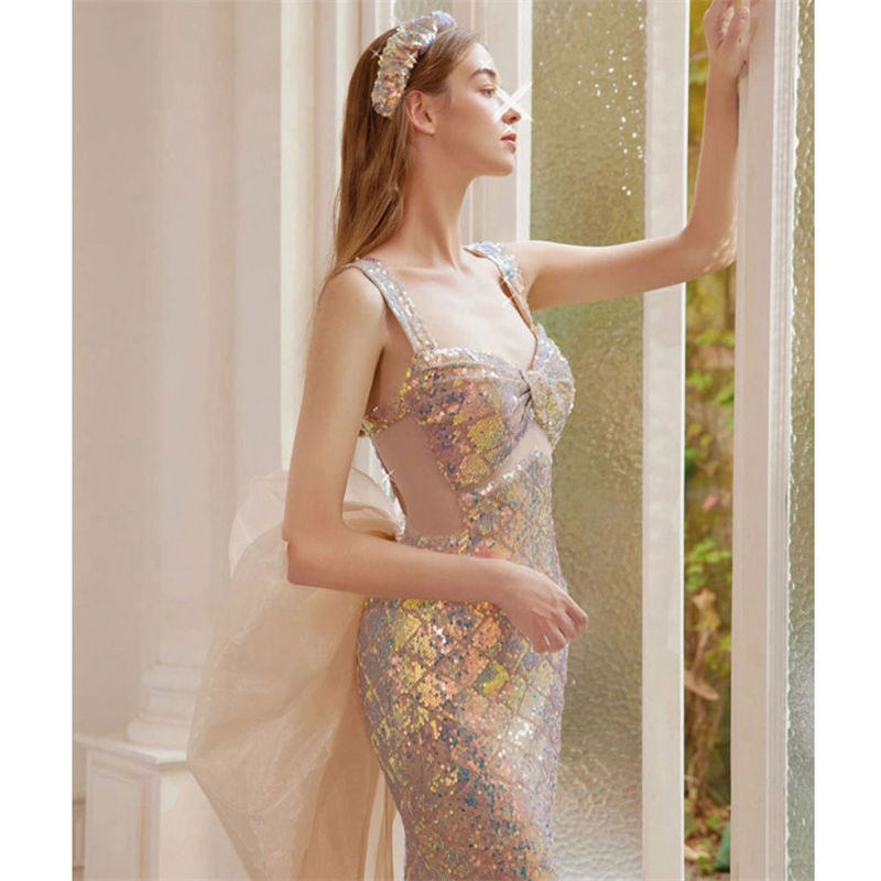 ウエディングドレス カラードレス ロングドレス リボントレーン マーメイドドレス マーメイドラインドレス 人魚姫 スパンコール イブニングドレス パーティードレス ウェディングドレス 花嫁 結婚式 二次会 演奏会 発表会 披露宴 コンサート カクテルドレス 前撮り 後撮り