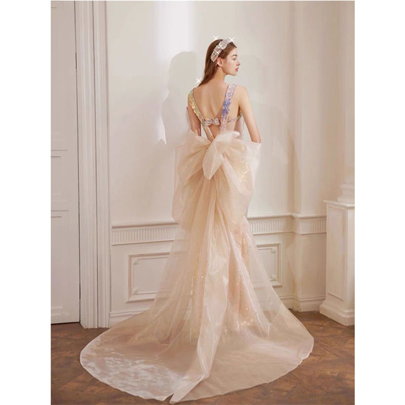 ウエディングドレス カラードレス ロングドレス リボントレーン マーメイドドレス マーメイドラインドレス 人魚姫 スパンコール イブニングドレス パーティードレス ウェディングドレス 花嫁 結婚式 二次会 演奏会 発表会 披露宴 コンサート カクテルドレス 前撮り 後撮り